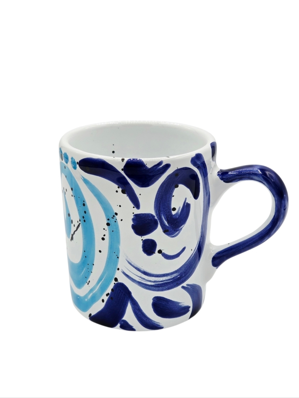 Piccadilly Italian Pottery Mug Cup Blue White Black Abstract Splatter Fratelli C